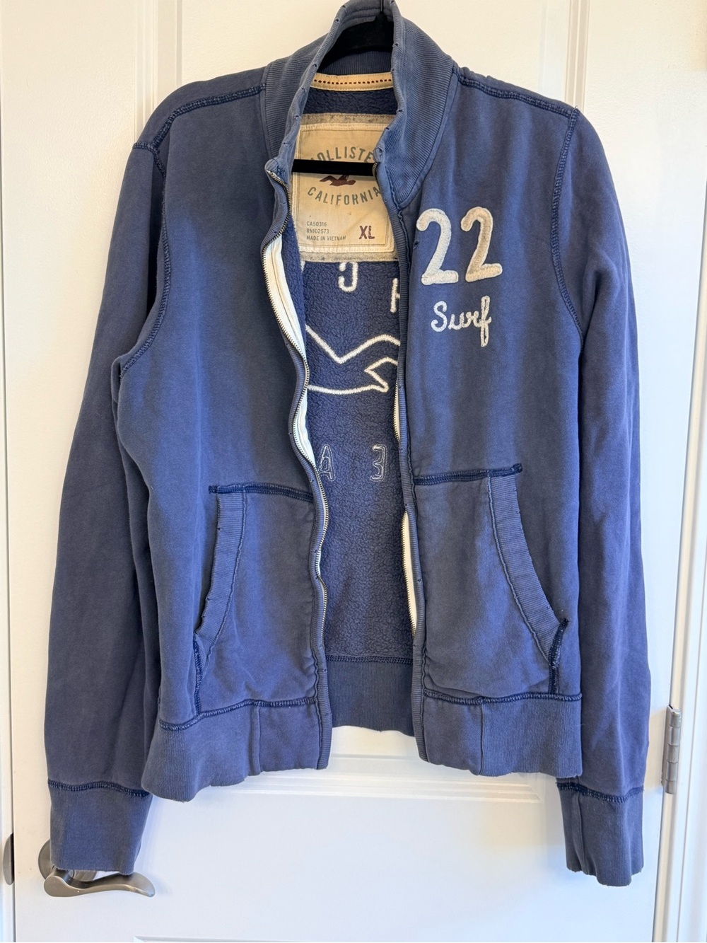 Hollister Blue '22 Surf Newport Beach Zip-Up Jacket NO ZIPPER